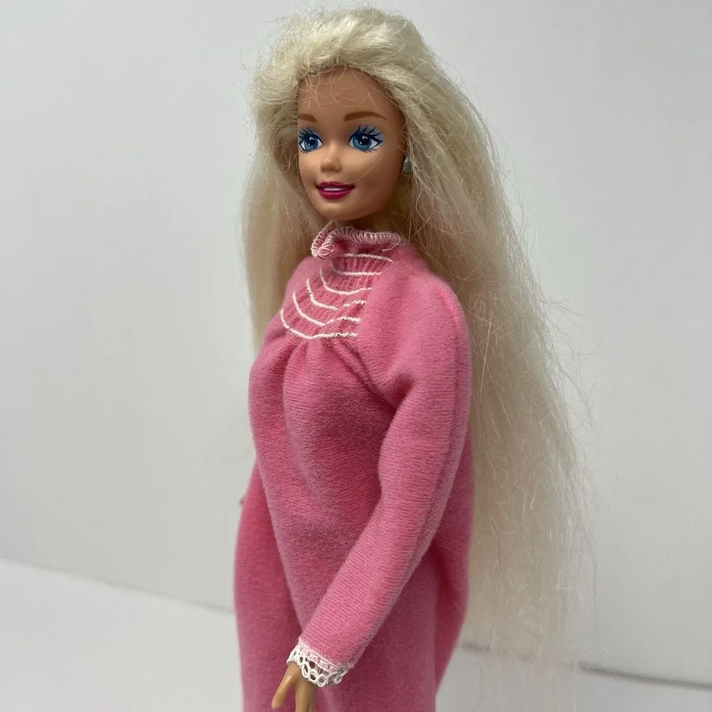 Vintage Barbie Doll 1966 Body Pink Sleeping Gown Retro Fashion Collectible Toy